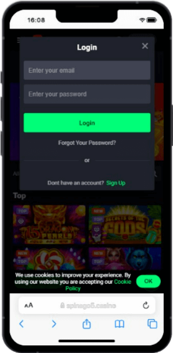 Spinago App login